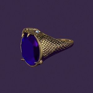 Serpent snake ring with stones in the mouth and eyes for casting 3D model