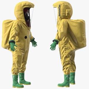 3D Heavy Duty Chemical Protective Suit Yellow Rigged for Maya model