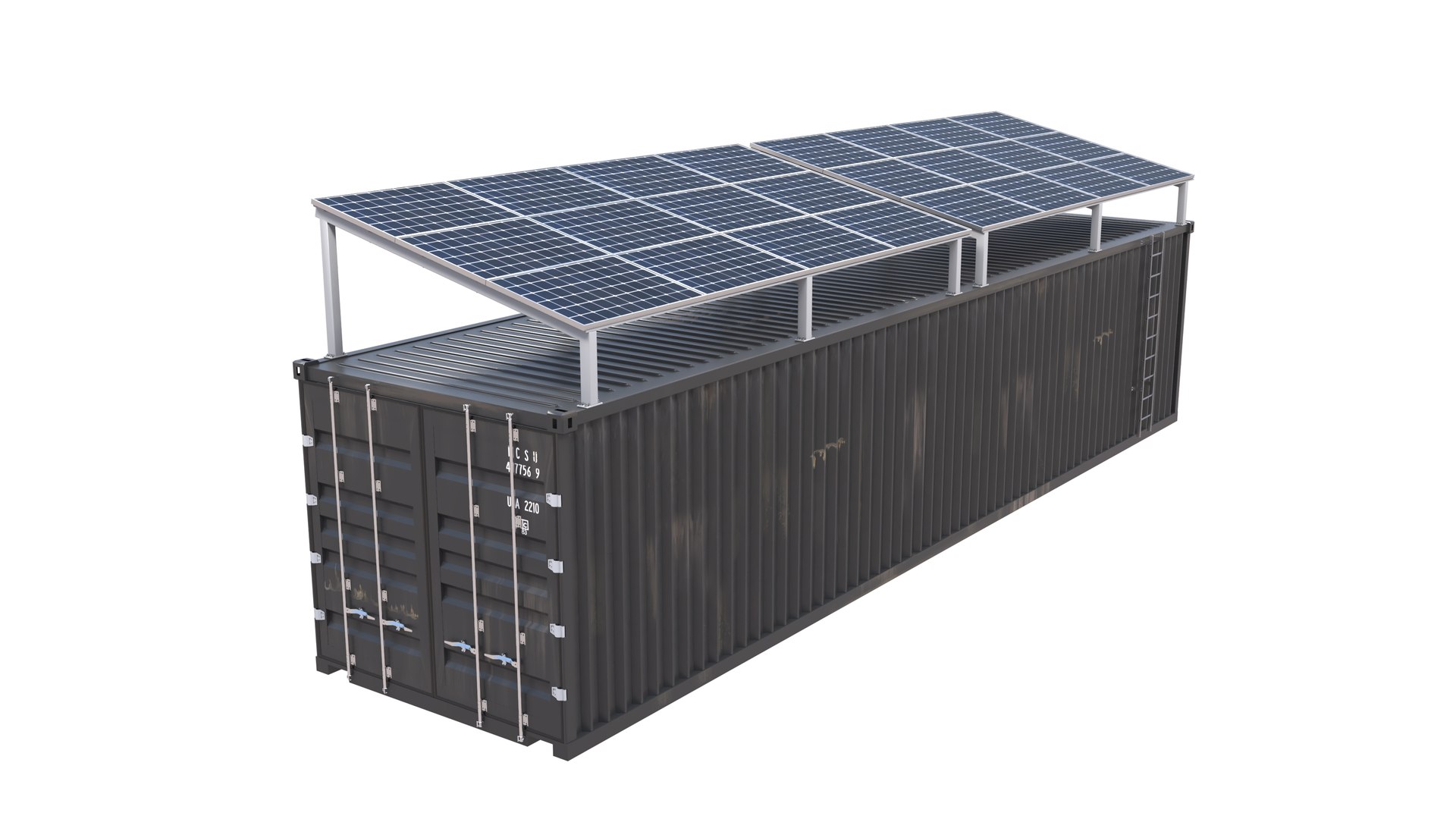 3D Energy Container With Solar Panel Array Black Model - TurboSquid 2508799
