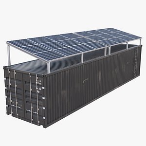 Energy Container with Solar Panel Array Black