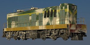 3D train locomotive snow model