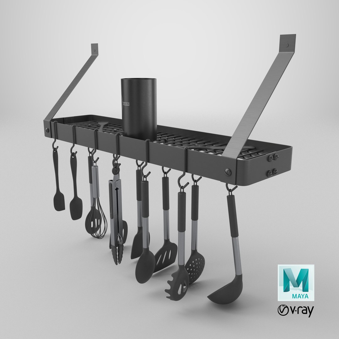 Kitchen Wall Mount Pot Rack with Cooking Utensils 3D model https://p.turbosquid.com/ts-thumb/wn/WirzpD/zK/stemcell_maya_vray_render/png/1713178237/1920x1080/fit_q87/861077894e8b5ed40cf772de46b193662bfcefdc/stemcell_maya_vray_render.jpg