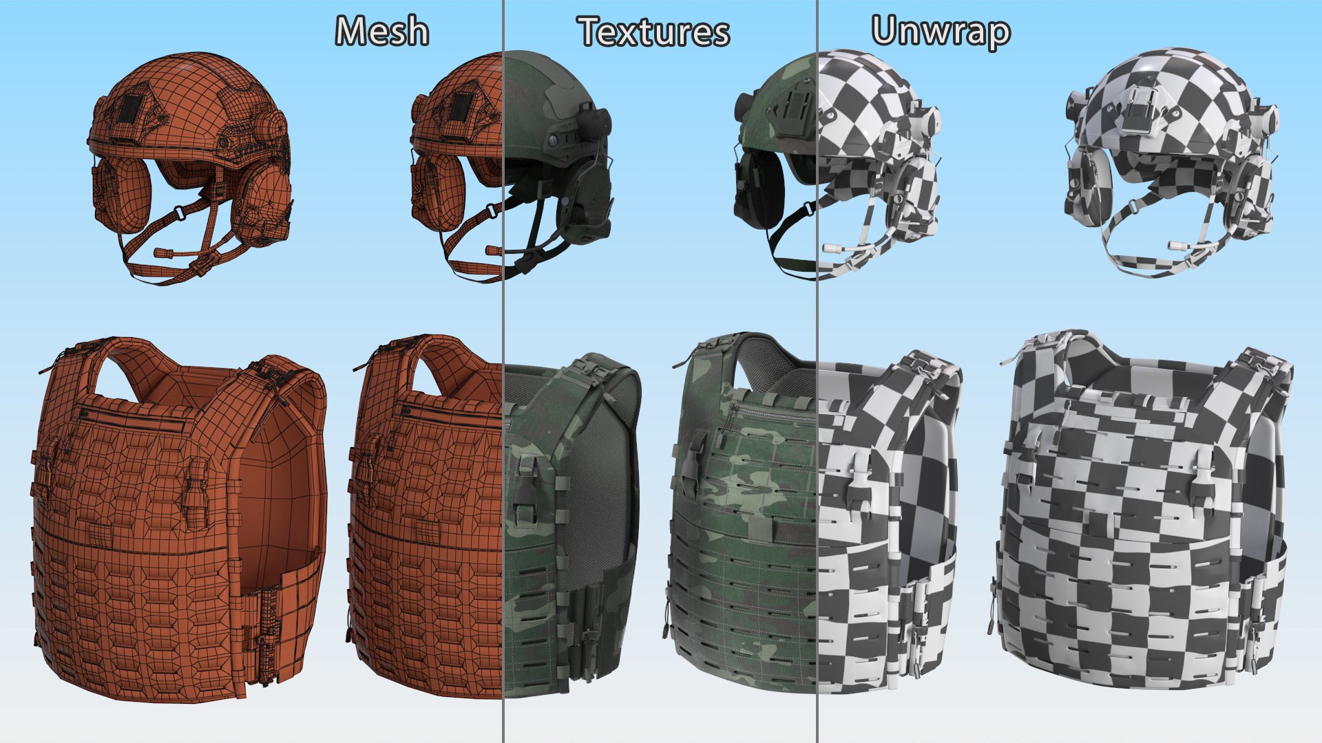 3D Adjustable Bulletproof Vest With Helmet - TurboSquid 2344250