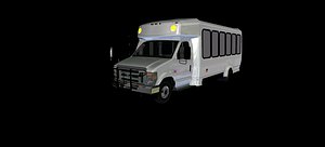 3D Ford E450 Transit Bus with Handicap Door in the Rear 3D model