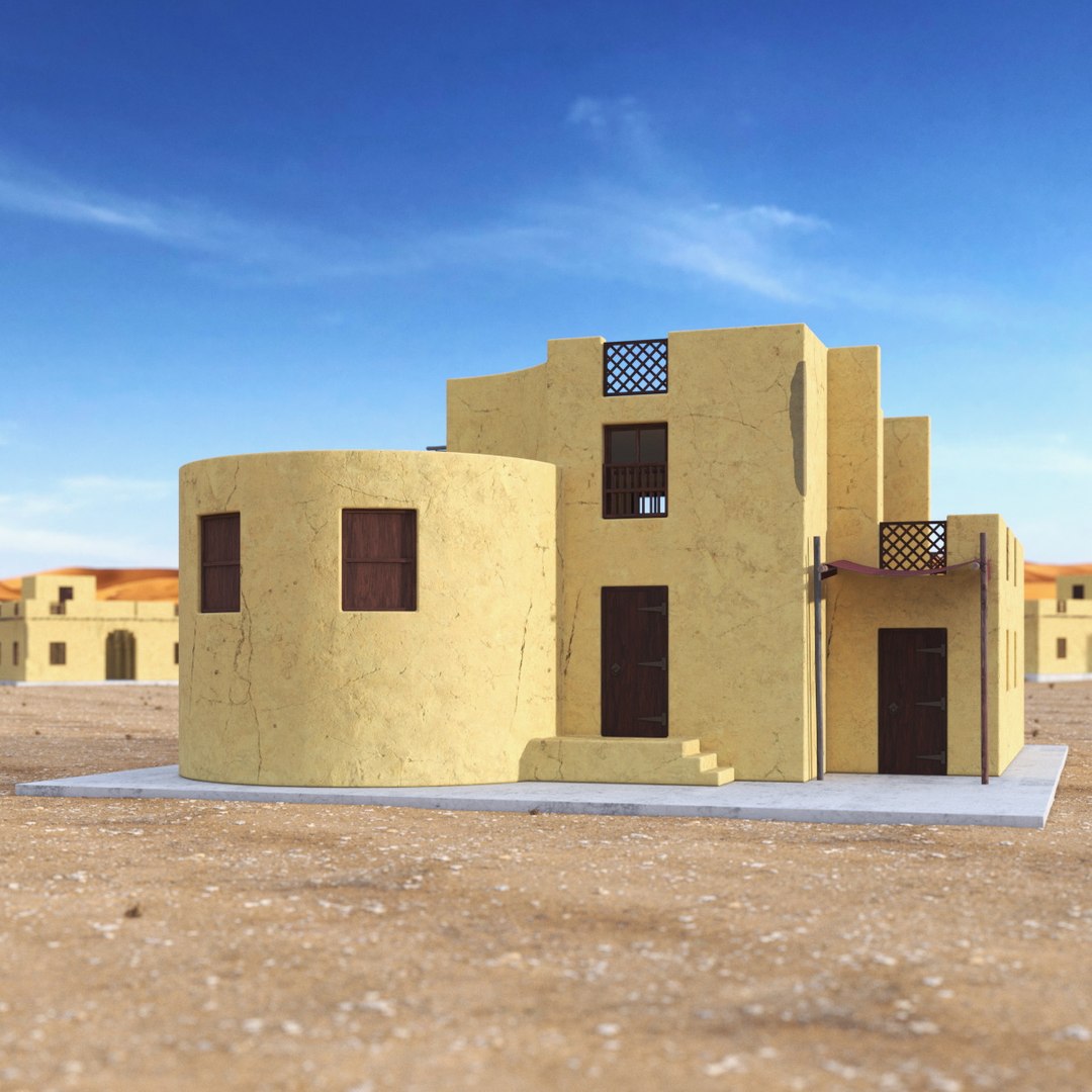 Arab House with Cylindrical Extension 3D model preview