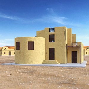 3D Arab House with Cylindrical Extension model