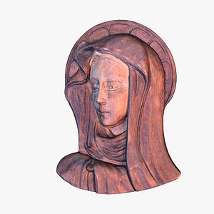 Virgin Mary handmade wood carving statue high-poly 3D model model