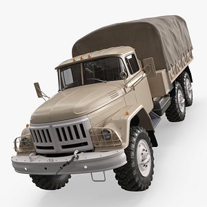 3D Field Supply Truck with Canvas Cargo Compartment Simplified