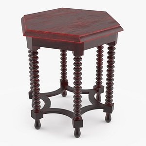 3D Red Wood Coffee Table