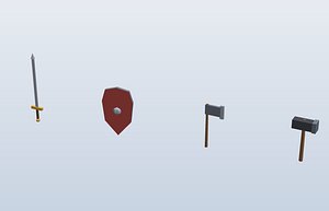 Low Poly Medieval Fantasy Props Pack 35 Models Animated