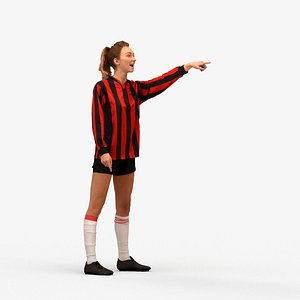 3D 00555Meghan005 - Adult Caucasian woman standing in soccer attire wearing transitional seasonal cloth
