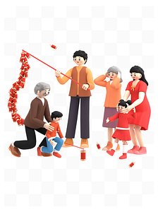 3D Cartoon characters family reunion model