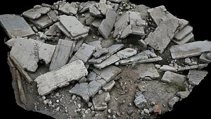 3D model debris ruins concrete slabs big pack construction scan