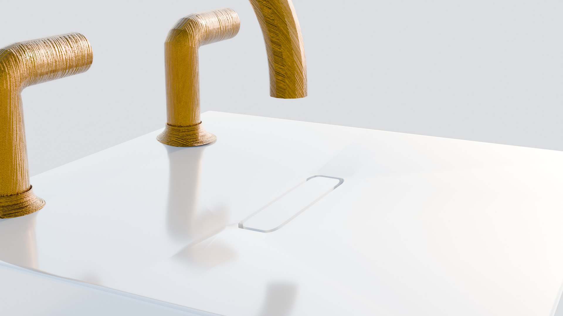 Minimalist White Sink With Bronze 3D Model - TurboSquid 2639807