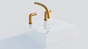 Minimalist White Sink with Bronze