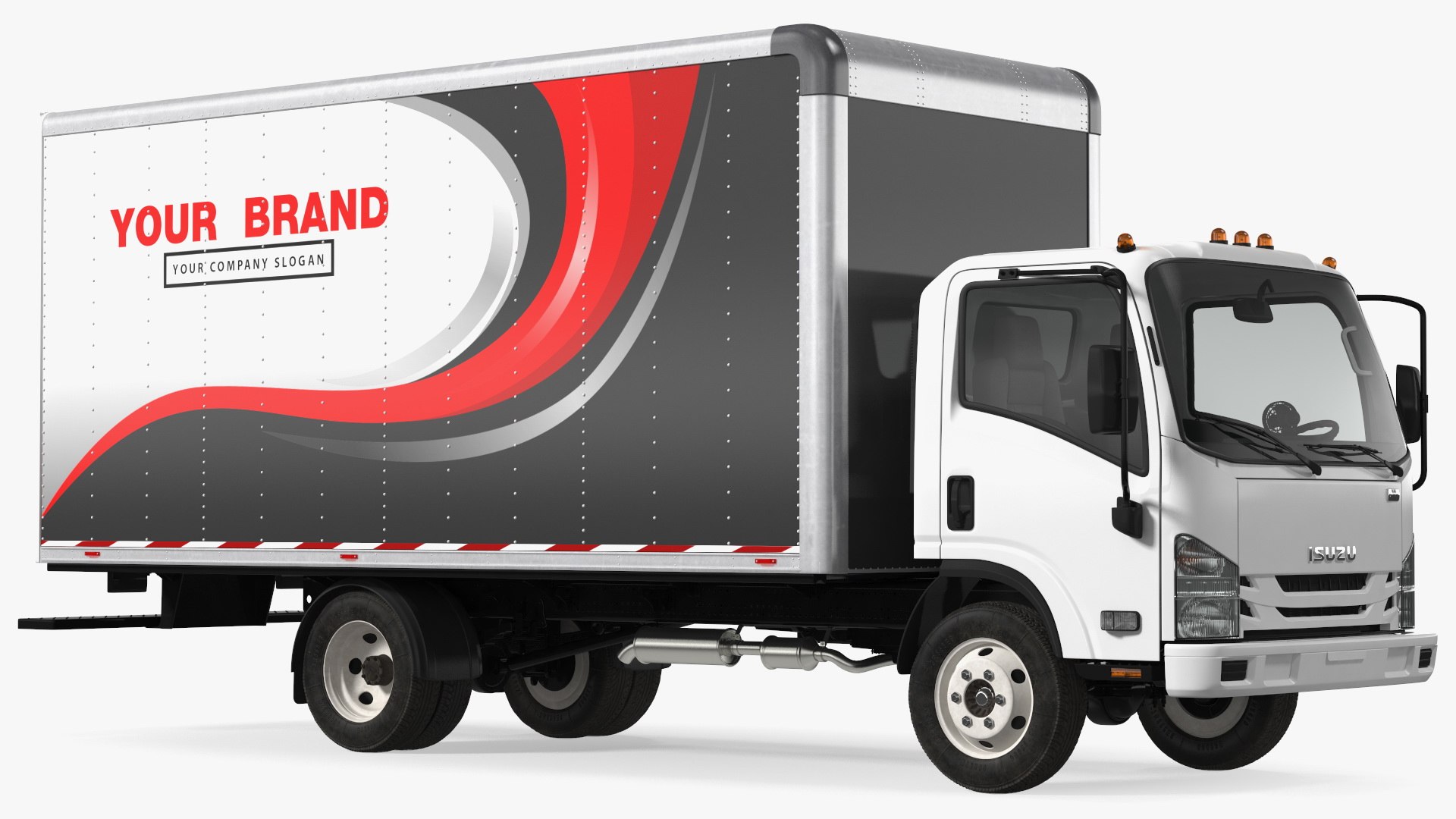 Box Truck Isuzu NPR 2018 Rigged Your Brand 3D model preview