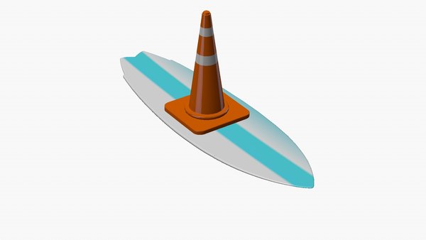 modelo 3d tabla de surf y cono de tráfico - TurboSquid 2117870