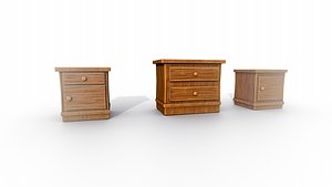 3D model Stylized furniture bedside tables PBR game ready Low-poly 3D model