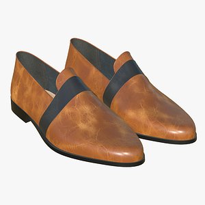 3D Yellow Leather Shoes Realistic