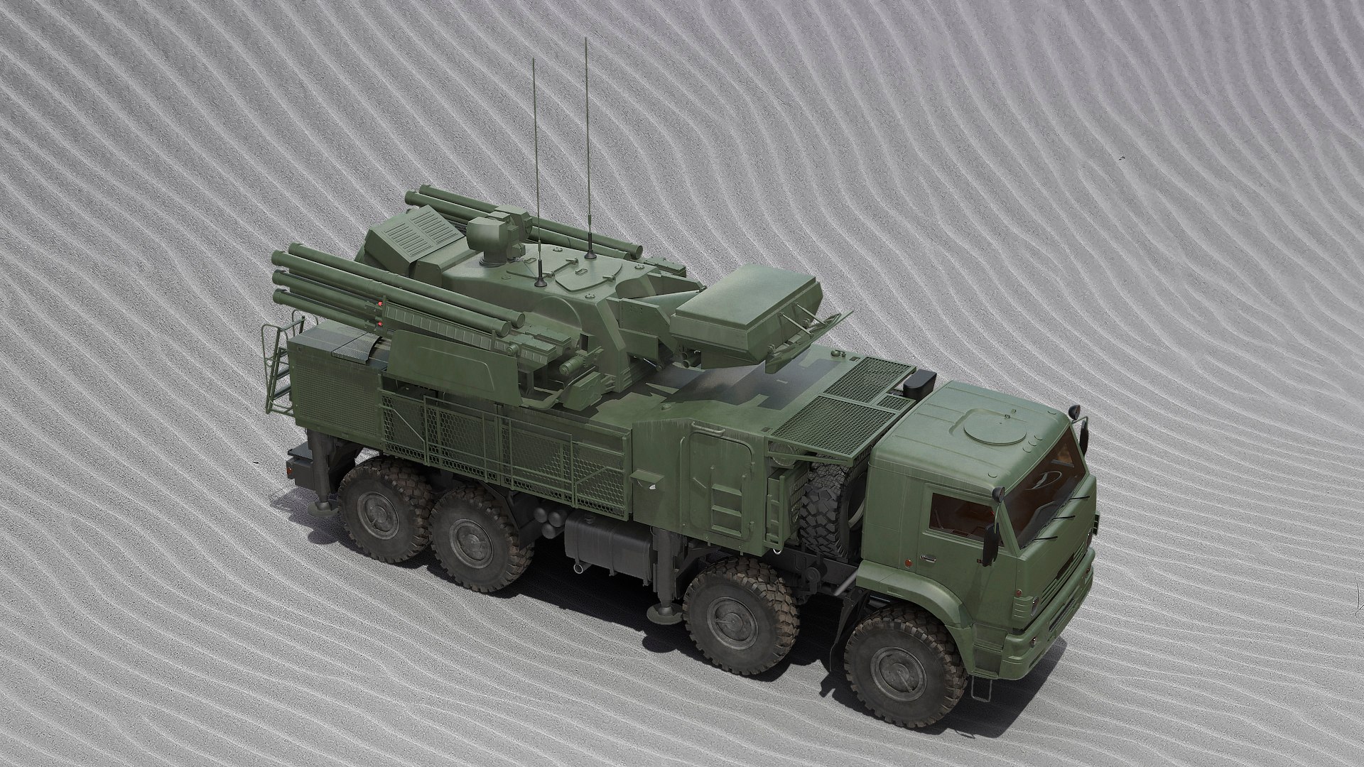 Missile System Pantsir S1 SA-22 Greyhound Dirty 3D model preview
