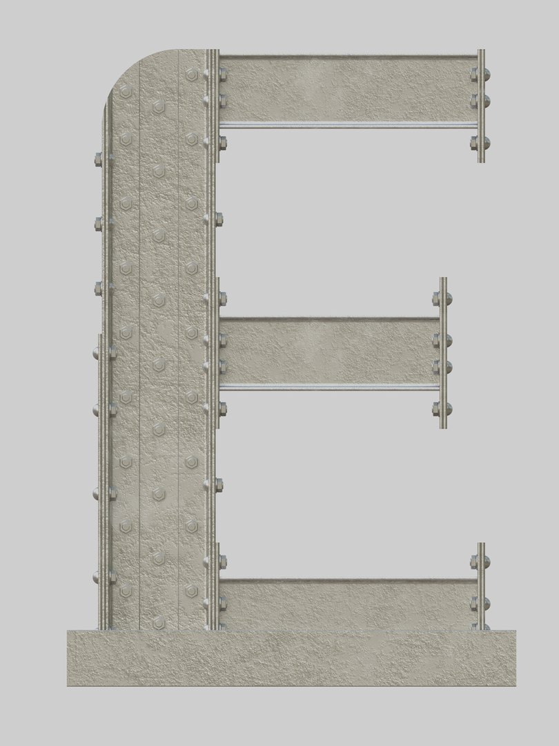 Steel Construction Font - Letter E 3D Model - TurboSquid 1894704