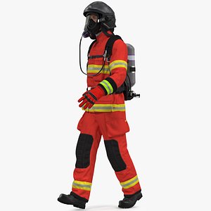 3D Firefighter Rescuer Rigged for Maya