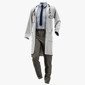 3D male doctor uniform with texture model