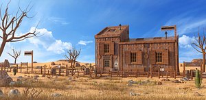 cartoon western diligence 3D