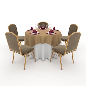 3D model Banquet Table and Chair 09