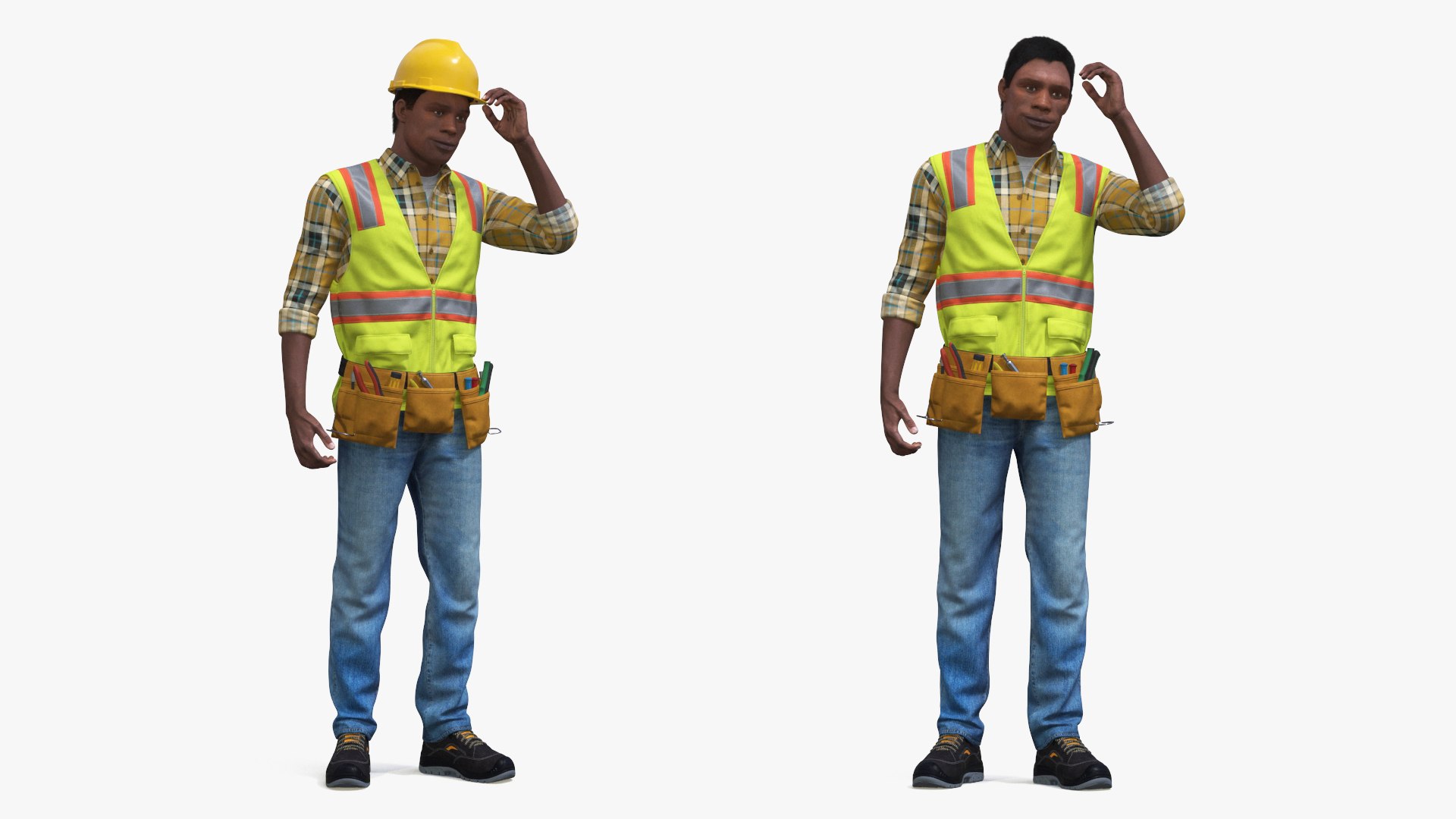 Construction Worker with Hard Hat and Vest Fur 3D model preview