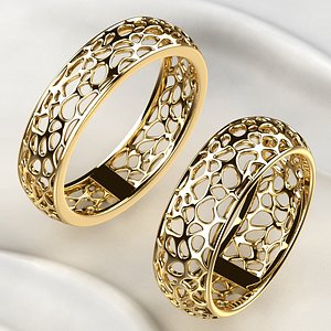 Voronoi Style Wedding Rings 3D print model