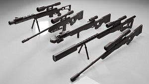 3D model Stylized AVP sniper -5 Variations Game Ready