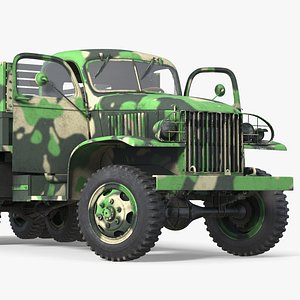 WW2 6x6 Military Transport Truck Camouflage Rigged for Cinema 4D