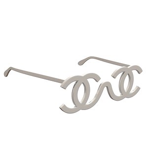 Chanel White CC Logo Futuristic Sunglasses 1994