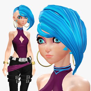 3D model Cartoon 3D Rigged Cyberpunk Eilla Character 3D Model
