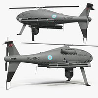 Schiebel Camcopter S-100 Combat Drone Grey Rigged for Cinema 4D
