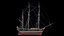 Velero mercante con aparejo completo Activo modular PBR