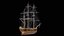 Velero mercante con aparejo completo Activo modular PBR