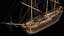 Velero mercante con aparejo completo Activo modular PBR