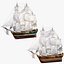 Velero mercante con aparejo completo Activo modular PBR