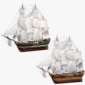 Full-Rigged Merchant Sailing Ship Modular Asset PBR