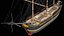 Velero mercante con aparejo completo Activo modular PBR