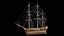Velero mercante con aparejo completo Activo modular PBR