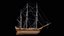 Velero mercante con aparejo completo Activo modular PBR