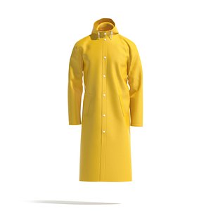Yellow Rain Coat - waterproof raincoat jacket 3D model