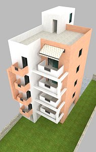 3d modern appartments building