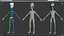 green alien rigged 3D model