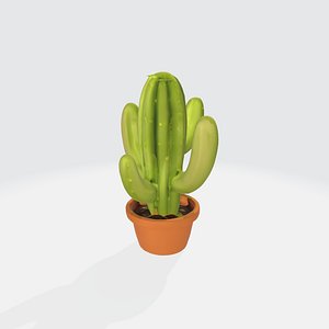 Vibrant Cactus in Terracotta Pot 3D model
