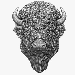 Bison Face Bas-relief Animal Sculpture 3D model