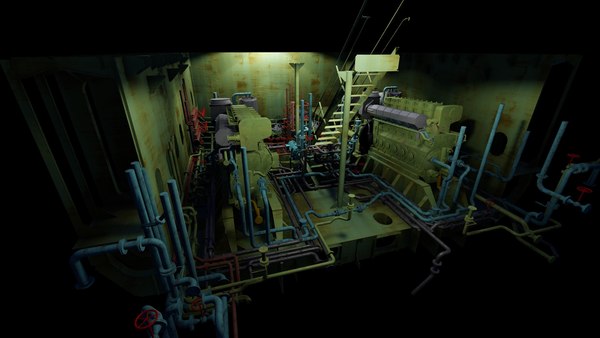 3D ship engine room structure